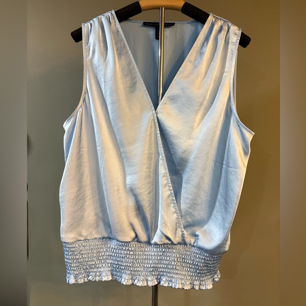 WHBM Satin Blouse; Light Blue L